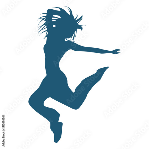 Hip hop dancer woman jumping silhouette