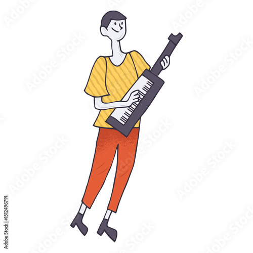 Keytar player cartoon