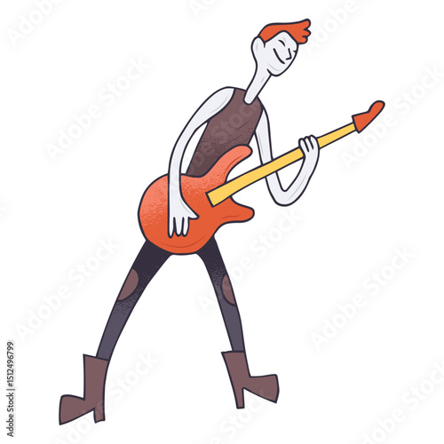 Electric guitar player cartoon