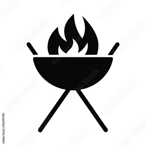 Foldable Fire Grill Icon Vector Illustration