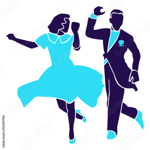 Dance pose ballroom duo silhouette