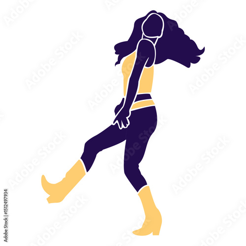 Dance pose lady walking silhouette