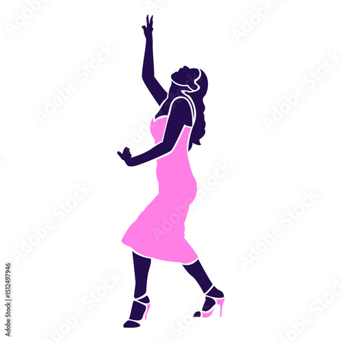 Dance pose lady waving silhouette