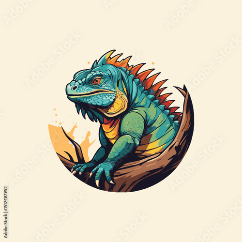 colorful abstract iguana