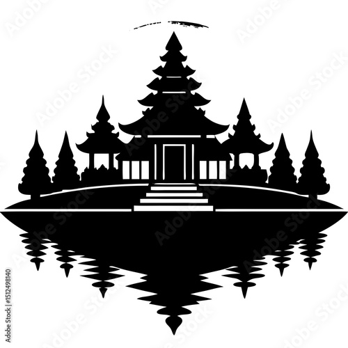 silhouette of temple