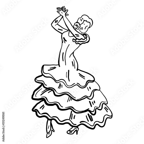 Flamenco dancer clapping hand drawn