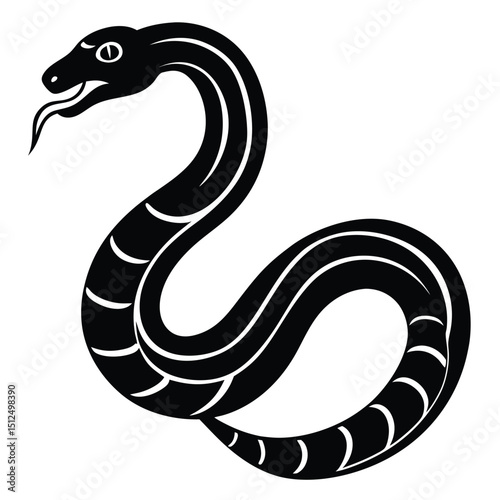 Cobra snake silhouette vector art illustration black, snake graphic icon snake black silhouette isolate vector, Coiled snake silhouette vector illustration of a cartoon of a snake vector illustration.