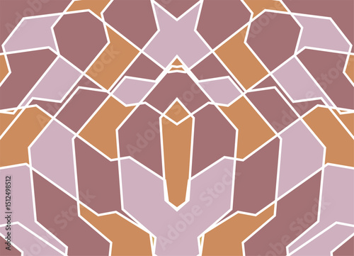 Vector background of broken shapes in subdued colors. Abstract fragments. Symmetrical pattern. Tile, wallpaper. For covers, interior, ads