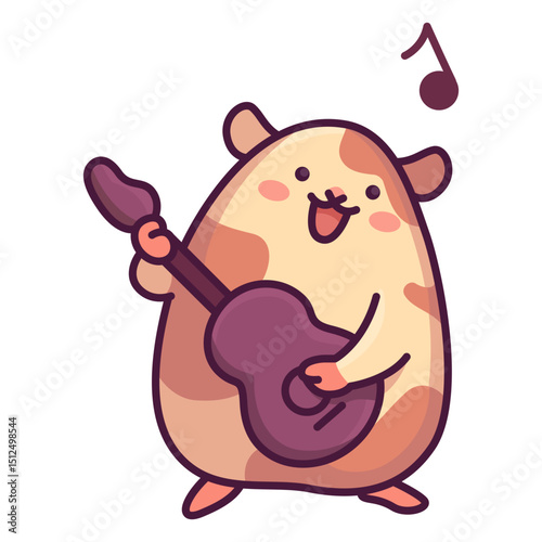 Cute hamster playing guitar illustration