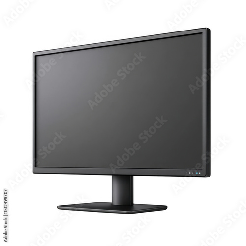 Black computer monitor isolated on transparent background