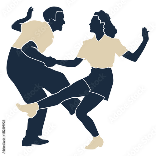Duotone swing jazz dancing couple