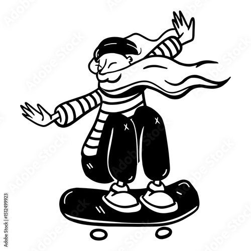 Scarf skater skateboard black