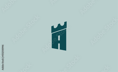 Logo Castle with Initial A. Strong, Bold and Minimal concept design.