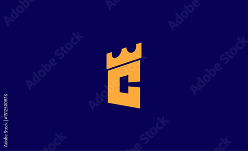 Logo Castle with Initial C. Strong, Bold and Minimal concept design.