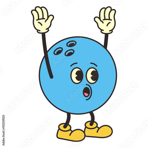 Bowling ball retro cartoon colorful