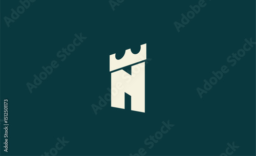 Logo Castle with Initial N. Strong, Bold and Minimal concept design.