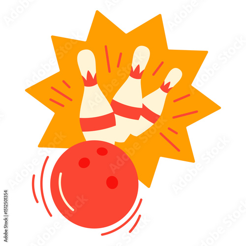 Bowling hit flat colorful