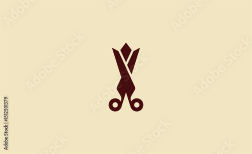 Logo Crown Scissors Barber Shop. Premium, Salon, Hair Treatment concept.