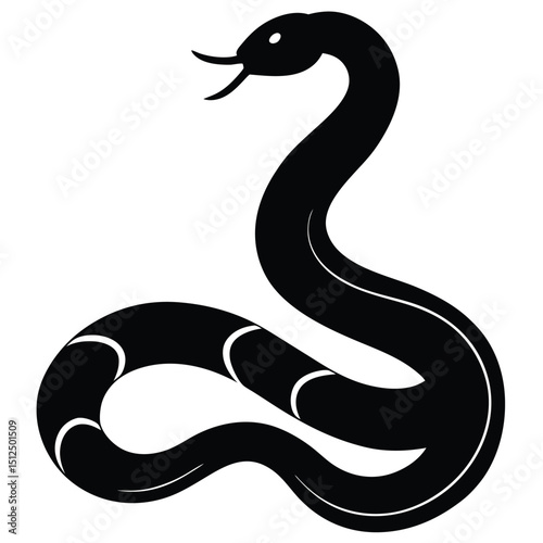 Cobra snake silhouette vector art illustration black, snake graphic icon snake black silhouette isolate vector, Coiled snake silhouette vector illustration of a cartoon of a snake vector illustration.