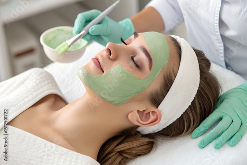 Relaxing Spa Day A Woman Getting a Facial Treatment Close Up