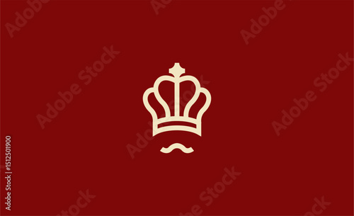 Logo King Crown and Chef with Moustache in line style. Food, Premium and Elegant concept.
