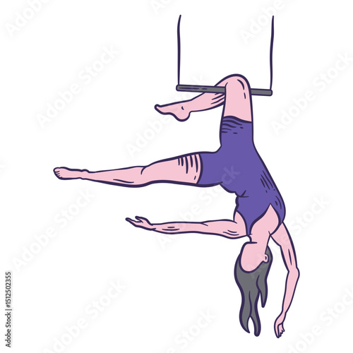 Trapeze artist in purple costume