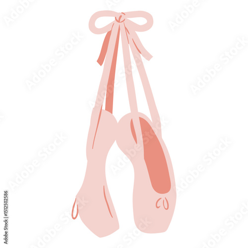 Pair of pink ballet shoes hanging
