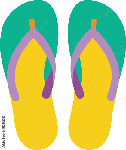 flat color flip flops on the white background