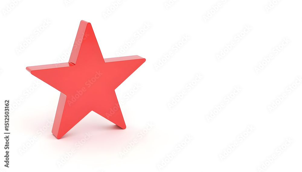 Obraz premium Red three-dimensional star on a white background