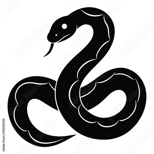 Cobra snake silhouette vector art illustration black, snake graphic icon snake black silhouette isolate vector, Coiled snake silhouette vector illustration of a cartoon of a snake vector illustration.