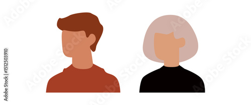 Vector flat illustration. Avatar, user profile, face icon, gender neutral silhouette, profile picture. Suitable for social media profiles, icons, splash screens and as a template.
