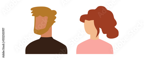 Vector flat illustration. Avatar, user profile, face icon, gender neutral silhouette, profile picture. Suitable for social media profiles, icons, splash screens and as a template.