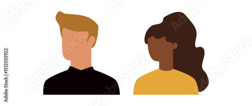 Vector flat illustration. Avatar, user profile, face icon, gender neutral silhouette, profile picture. Suitable for social media profiles, icons, splash screens and as a template.