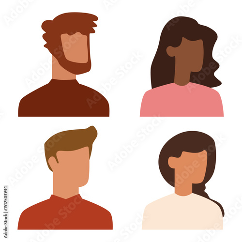 Vector flat illustration. Avatar, user profile, face icon, gender neutral silhouette, profile picture. Suitable for social media profiles, icons, splash screens and as a template.