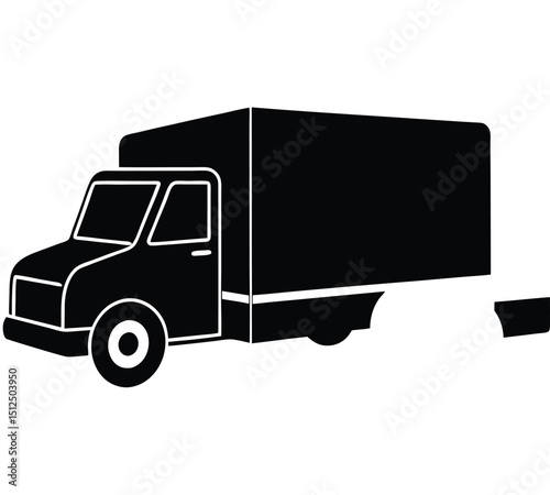 Black and white vector illustration of a large cargo truck with a spacious cabin and a long trailer, Retro silhouette of delivery truck vector illustration graphic design, A black silhouette of a truc