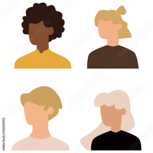 Vector flat illustration. Avatar, user profile, face icon, gender neutral silhouette, profile picture. Suitable for social media profiles, icons, splash screens and as a template.