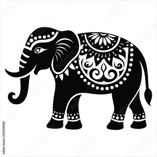 Elephant silhouette line art vector illustration