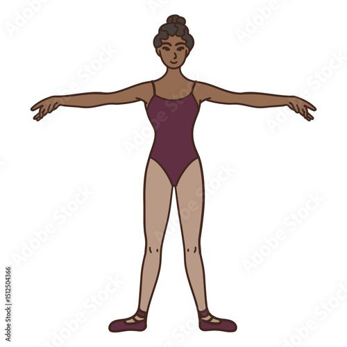 Woman dancer color stroke ballet