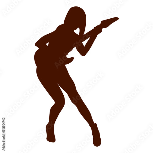 Music guitar musician silhouette in red