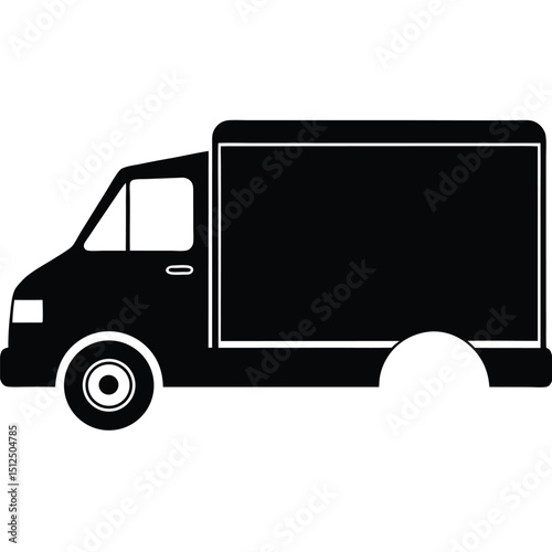 Black and white vector illustration of a large cargo truck with a spacious cabin and a long trailer, Retro silhouette of delivery truck vector illustration graphic design, A black silhouette of a truc
