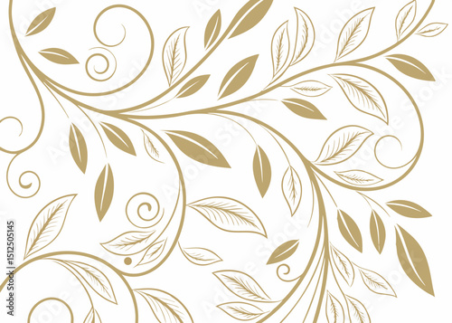 Jungle leaves in botanical vector wallpaper. Art Deco elegance with baroque floral ornament. Hand drawn wavy vintage pattern. Luxury background for refined illustration themes.

