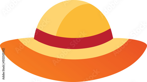 silhouette sun hat on the white background