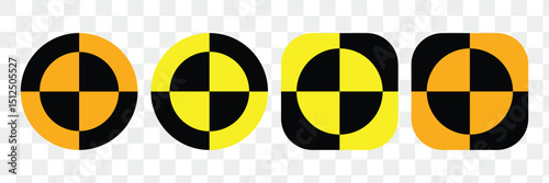 Crash Test Black Yellow Circle Icon. Eps 10.