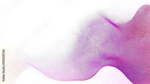 Flowing Dots and Particles Wave Pattern with Halftone Gradient Curve . Smooth Abstract Shape Isolated on White Background for Technology, Science, Music, and Modern Digital Concepts. High quality