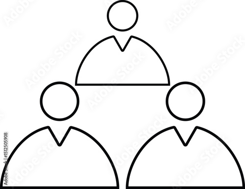 organizational hierarchy network structure team chart leadership management connection three people business diagram isolated on white background.