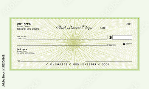 guilloche pattern Business Bank Check Vector