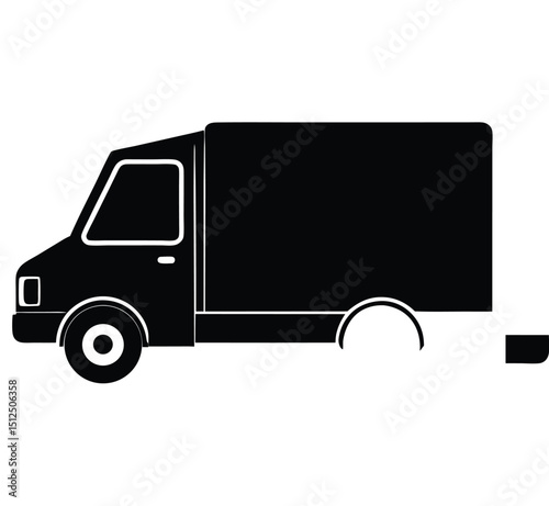 Black and white vector illustration of a large cargo truck with a spacious cabin and a long trailer, Retro silhouette of delivery truck vector illustration graphic design, A black silhouette of a truc