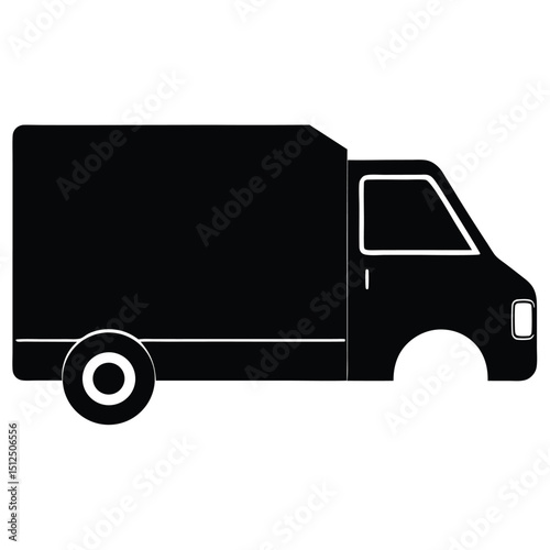 Black and white vector illustration of a large cargo truck with a spacious cabin and a long trailer, Retro silhouette of delivery truck vector illustration graphic design, A black silhouette of a truc