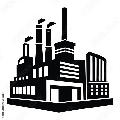 Automation Factory silhouette, emphasizing technological advancement in production – Factory illustration