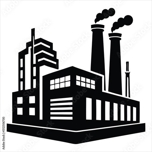 Automation Factory silhouette, emphasizing technological advancement in production – Factory illustration